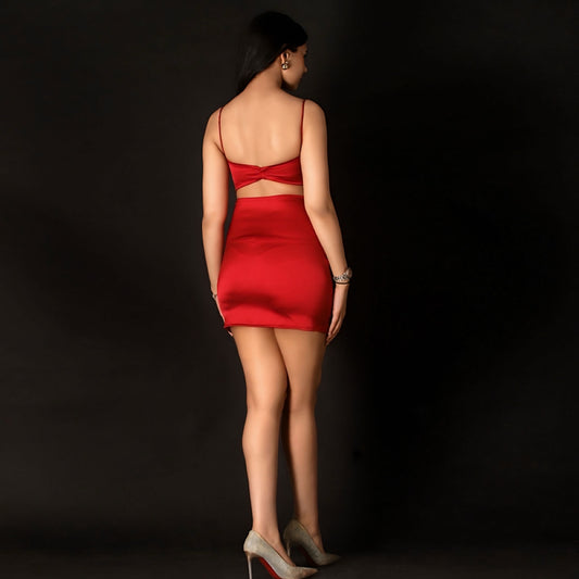 Scarlet Satin Mini Dress