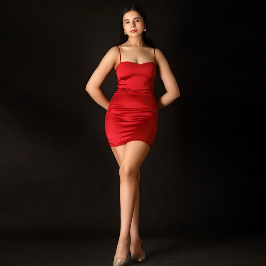 Scarlet Satin Mini Dress